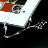 Ephalus Two Stars Women's Anklet Silver Plated Hypoallergenic Jewelry