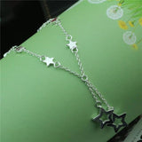 Ephalus Two Stars Women's Anklet Silver Plated Hypoallergenic Jewelry