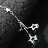 Ephalus Two Stars Women's Anklet Silver Plated Hypoallergenic Jewelry