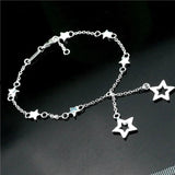 Ephalus Two Stars Women's Anklet Silver Plated Hypoallergenic Jewelry