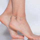Rhinestone Tennis Chain Anklet with Dollar Sign Pendant