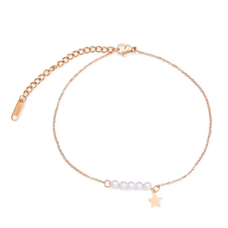 Bohemia Beach Chain Anklets Simulated Pearl Star Charm Jewelry