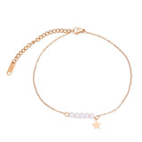 Bohemia Beach Chain Anklets Simulated Pearl Star Charm Jewelry