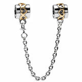 Two Tone Heart & Crown Safety Charm 925 Silver Bead Bracelet DIY