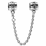 Two Tone Heart & Crown Safety Charm 925 Silver Bead Bracelet DIY