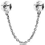 Two Tone Heart & Crown Safety Charm 925 Silver Bead Bracelet DIY