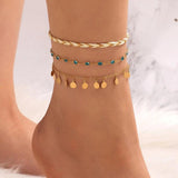 Boho Style Braided Rope Pendant Anklet