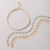 Boho Style Braided Rope Pendant Anklet