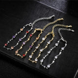 Chromatic Crystal Rhinestone Leg Chain Anklet - Foot Jewelry for Women