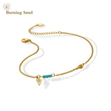 Bohemian Style Turquoise Leaf Anklet Beach Foot Accessories
