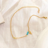 Bohemian Style Turquoise Leaf Anklet Beach Foot Accessories
