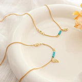 Bohemian Style Turquoise Leaf Anklet Beach Foot Accessories