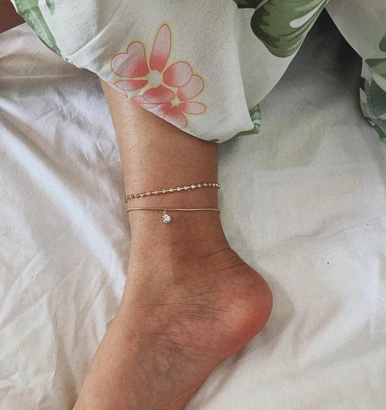 Multilayered Lock Snake Chain Anklet for Women Beach Jewelry