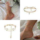 Multilayered Lock Snake Chain Anklet for Women Beach Jewelry