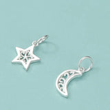 2pcs 925 Silver Pendant Pentagram Star Moon DIY Jewelry Findings Charms