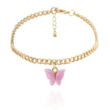 Punk Multilayered Lock Snake Chain Anklet HipHop Butterfly Anklets
