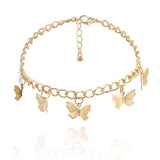 Punk Multilayered Lock Snake Chain Anklet HipHop Butterfly Anklets