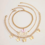 Punk Multilayered Lock Snake Chain Anklet HipHop Butterfly Anklets