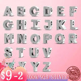 925 Silver Alphabet CZ Zircon Letter Beads Charm for MULA Bracelet DIY