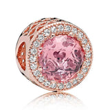 Multi Dazzling Heart Droplets Crystal Charm 925 Silver Beads