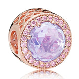 Multi Dazzling Heart Droplets Crystal Charm 925 Silver Beads