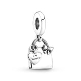 925 Silver Angel Wing Charm Bracelet Rainbow Bead Pendant