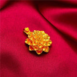 24KT Flower Heart Calabash Pendant Charm