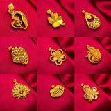 24KT Flower Heart Calabash Pendant Charm