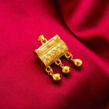 24KT Flower Heart Calabash Pendant Charm