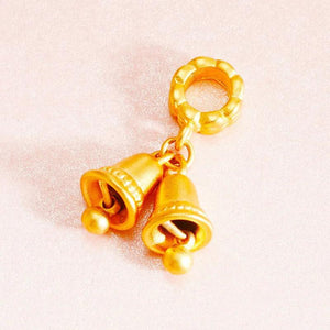 PD82 Fine Jewelry Bells 24KT Pendant Charm Gift