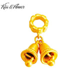 PD82 Fine Jewelry Bells 24KT Pendant Charm Gift