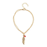 Bead Feather Anklet for Women Summer Beach Accessory
