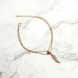 Bead Feather Anklet for Women Summer Beach Accessory