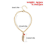 Bead Feather Anklet for Women Summer Beach Accessory