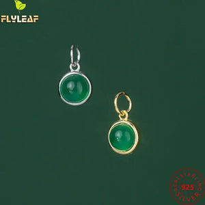 925 Silver Green Chalcedony Charm for DIY Bracelets Necklaces
