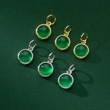 925 Silver Green Chalcedony Charm for DIY Bracelets Necklaces