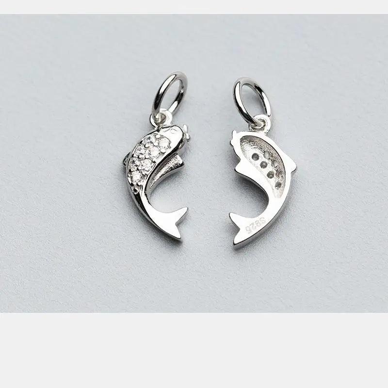 18k Plating Zircon Dolphin Charms 925 Sterling Silver DIY Jewelry Findings