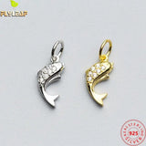 18k Plating Zircon Dolphin Charms 925 Sterling Silver DIY Jewelry Findings