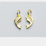 18k Plating Zircon Dolphin Charms 925 Sterling Silver DIY Jewelry Findings
