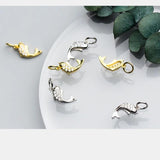 18k Plating Zircon Dolphin Charms 925 Sterling Silver DIY Jewelry Findings