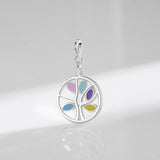 925 Silver Rainbow Enamel Pendant DIY Bracelet Necklace Luck Tree Charms
