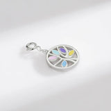 925 Silver Rainbow Enamel Pendant DIY Bracelet Necklace Luck Tree Charms