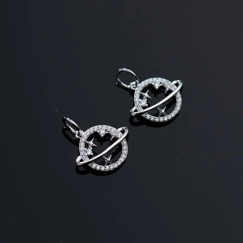 Zircon Planet Charms 925 Silver DIY Jewelry