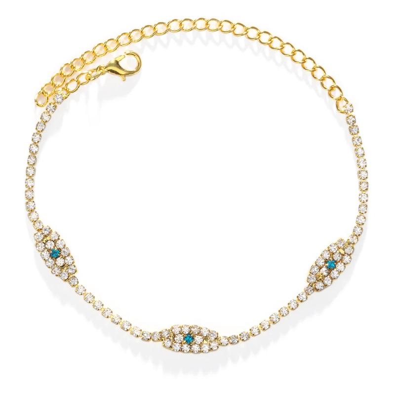Boho Evil Eye Anklet Crystal Beach Foot Jewelry