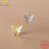 925 Silver Butterfly Charm 18k Plated DIY Zircon Bracelet Necklace Jewelry