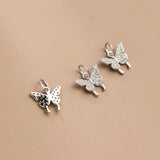925 Silver Butterfly Charm 18k Plated DIY Zircon Bracelet Necklace Jewelry