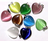 Natural Stone Heart Quartz Crystal Aventurine Tiger Eye Opal Cat Eyes Pendants