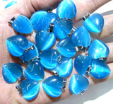 Natural Stone Heart Quartz Crystal Aventurine Tiger Eye Opal Cat Eyes Pendants