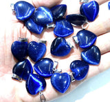 Natural Stone Heart Quartz Crystal Aventurine Tiger Eye Opal Cat Eyes Pendants