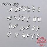 925 Sterling Silver Letter Charms A-Z DIY Necklace Findings Jewelry Accessory